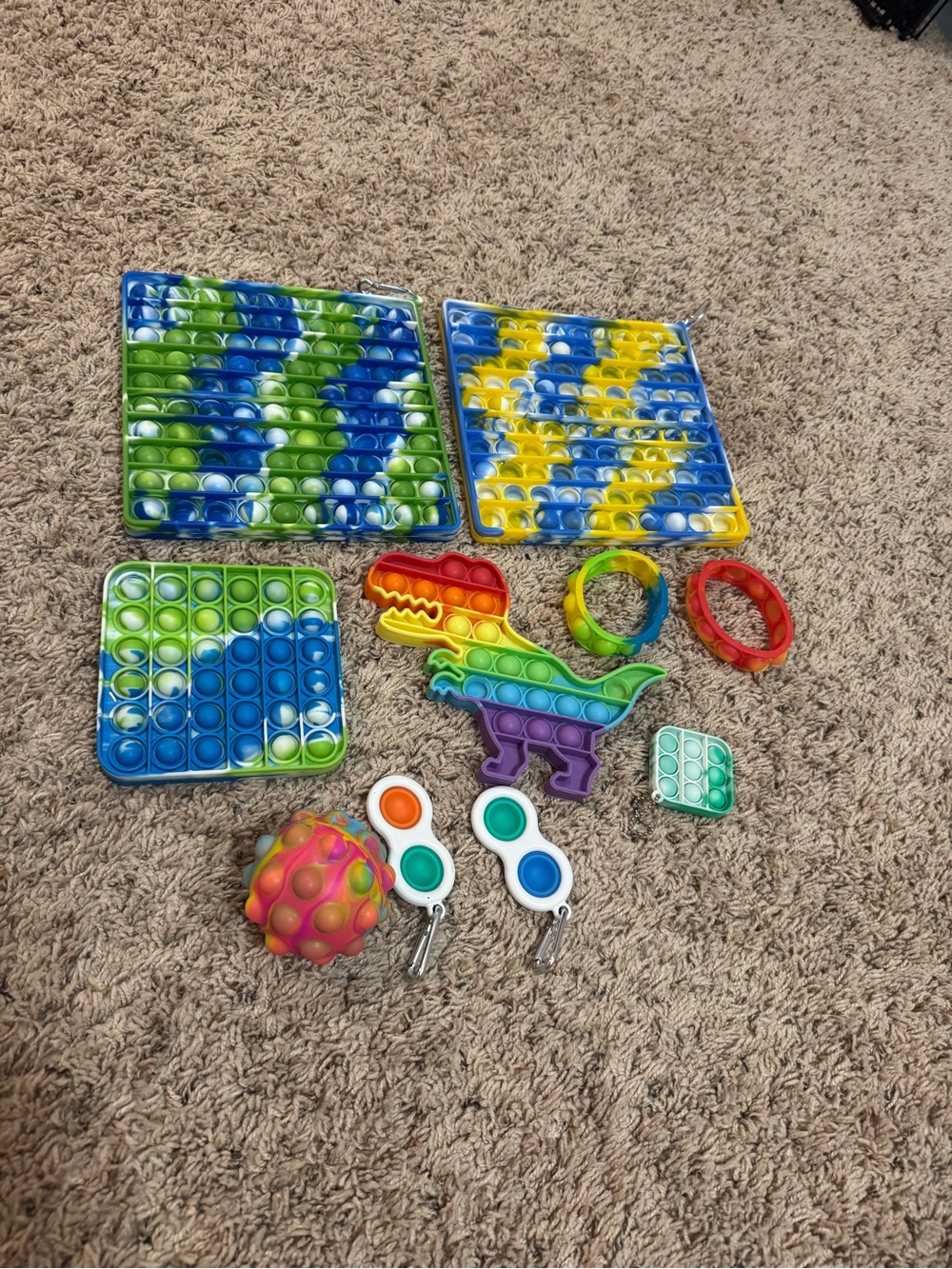 Rainbow Dinosaur & Pop-It Sensory Fidget Toy Set - Multicolor